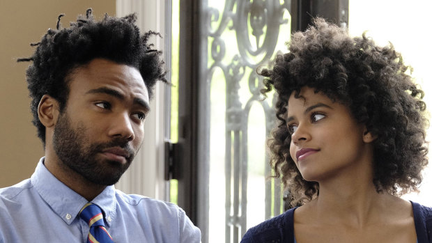 Donald Glover as Earnest Marks, left, and Zazie Beetz as Van in a scene from the award-winning series Atlanta.