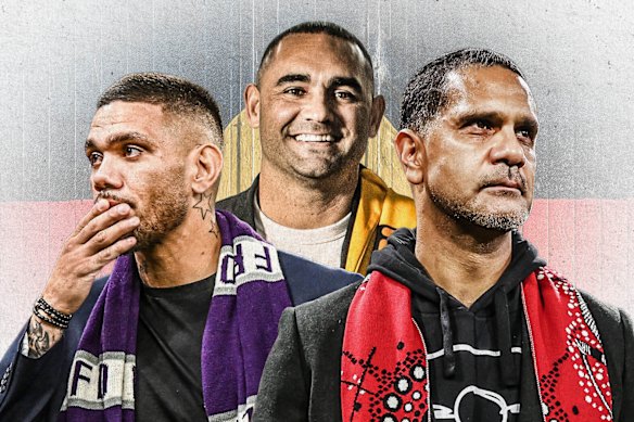 Indigenous AFL greats Michael Walters, Shaun Burgoyne and Michael O’Loughlin.