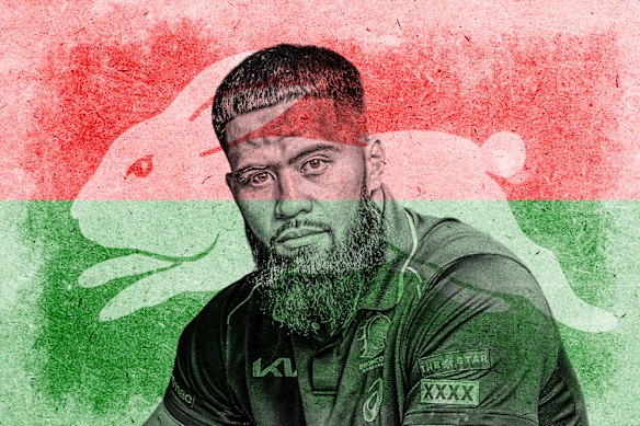 Payne Haas in action during a Brisbane Broncos rugby league match.