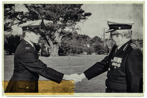 Bob Marmion (left) on graduation day, May 1976.