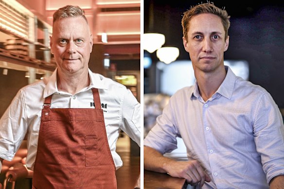 Richard Duncan (right) was last year removed as venue manager of Juni, a city restaurant run by chef Michael Lambie (left). 