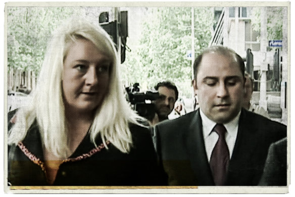 Barrister Nicola Gobbo with Tony Mokbel outside court in 2004.