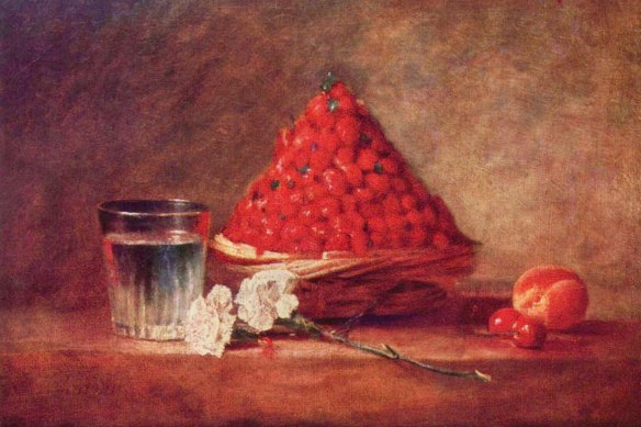 Jean Siméon Chardin’s 1761 painting <i>A Basket of Wild Strawberries</i>.

