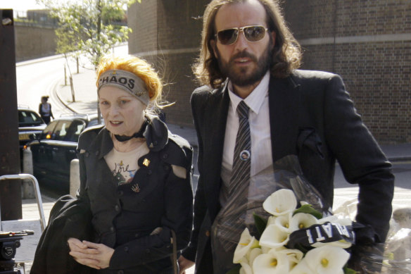 Westwood and husband Andreas Kronthaler arrive for the funeral wake for Malcolm McLaren in 2010. 