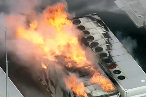 Emergency services are warning of toxic smoke after a fire erupted at Victoria’s new Tesla Big Battery on Friday.