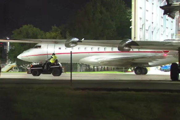 Taylor Swift’s private charter jet arrives at Melbourne Airport.