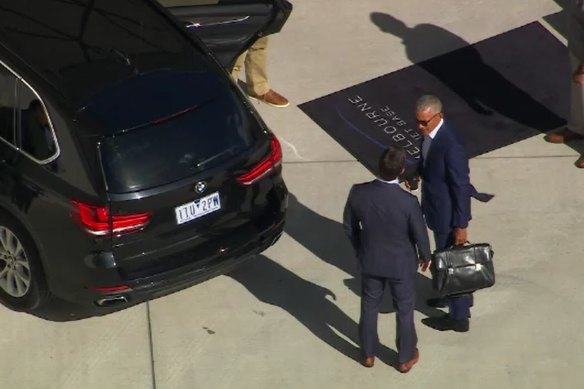 Barack Obama upon landing in Melbourne on Wednesday.