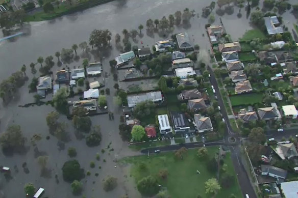 The Maribyrnong River burst its banks on Friday, flooding neighbouring properties.