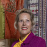 Fashion collector Charlotte Smith with some of her vintage clothing at Dirty Janes, Bowral.