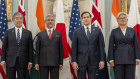 Japan’s Foreign Minister Iwaya Takeshi, from left, India’s External Affairs Minister Subrahmanyam Jaishankar, Secretary of State Marco Rubio and Australia’s Foreign Minister Penny Wong in Washington.