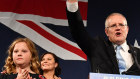 Scott Morrison celebrates his win on election night, a result the polls did not predict.
