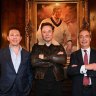 Nick Candy, Elon Musk and Nigel Farage at Mar-a-Lago after their meeting.
