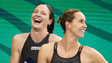 Cate Campbell and Emma McKeon at the national trials in Adelaide last month.