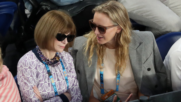 Vogue editor Anna Wintour, pictured here on Sunday, is a special guest at the Australian Open in Melbourne.