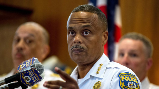 Philadelphia Police Commissioner Richard Ross holds a news conference.