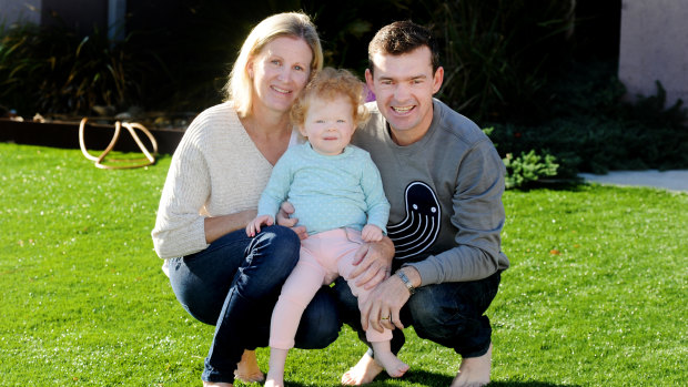 Christine Puls with daughter Mia and husband Dean. 