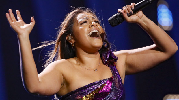 Jessica Mauboy on the Eurovision stage.