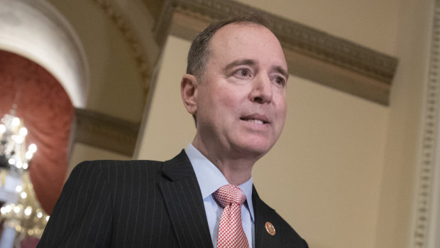 Representative Adam Schiff, ranking member of the House Intelligence Committee, takes questions from reporters at the Capitol in Washington.