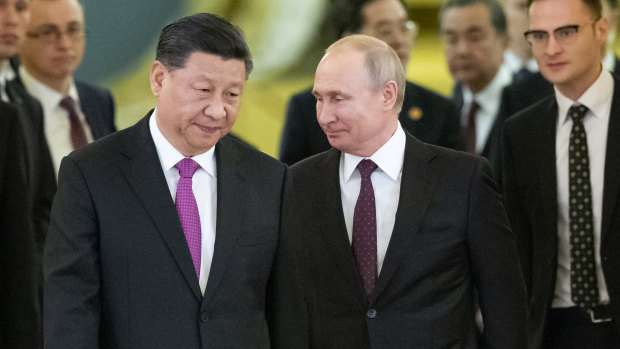 Xi Jinping and Vladimir Putin in Moscow last year. 