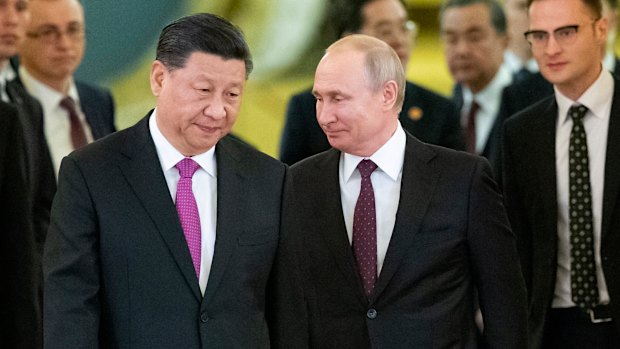 Xi Jinping and Vladimir Putin in Moscow last year. 