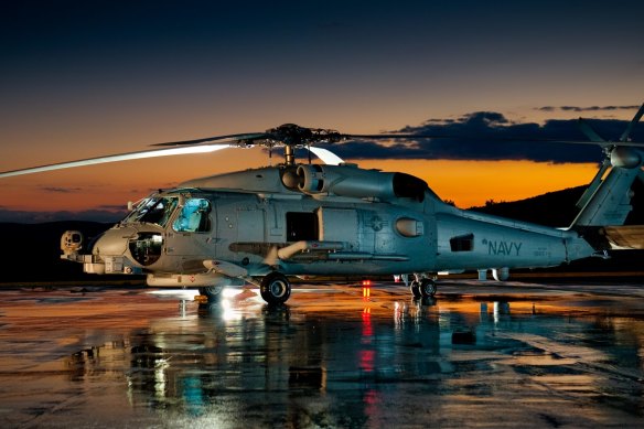 A US Navy Sikorsky MH-60R Seahawk helicopter.