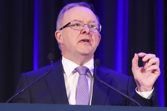 Opposition Leader Anthony Albanese during the Minerals Week luncheon at the Hyatt Hotel in Canberra.