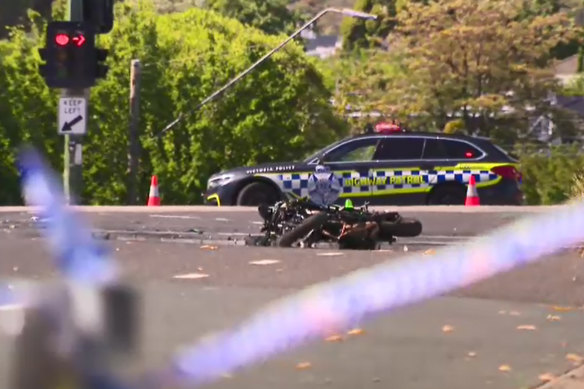 The scene of a fatal crash at Burwood East on Friday. 
