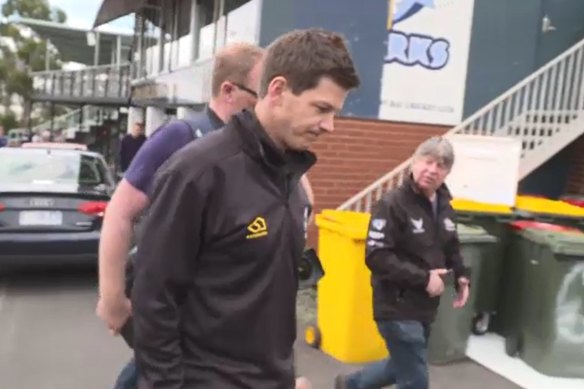 Tim Paine leaves Queenborough Oval on Saturday.