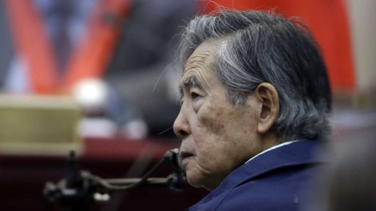 Peru's former president Alberto Fujimori in court in March.