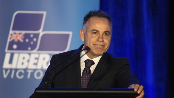 Victorian Liberal Leader John Pesutto speaking at the Liberal state conference in Bendigo on May 20.