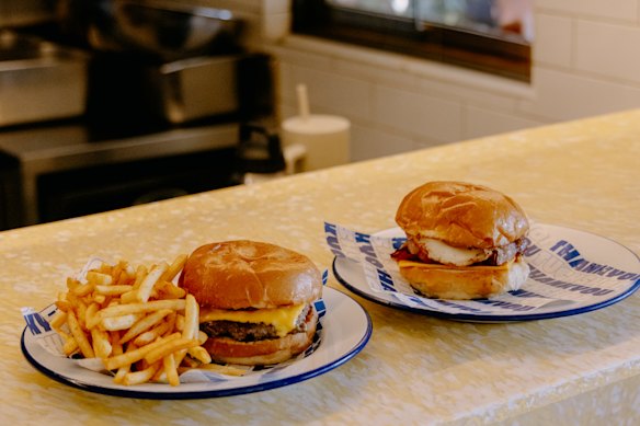 Tuckshop Coffee serves cheeseburgers and bacon and egg rolls. 