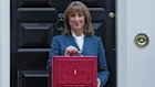 Chancellor Rachel Reeves outside 11 Downing Street with her traditional red box before heading to the House of Commons to deliver her budget speech.