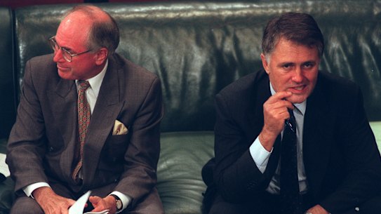 PM John Howard and Republican Malcolm Turnbull at the Constitutional Convention, February 1998.