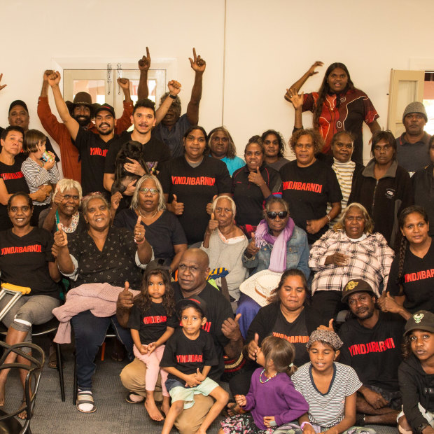 Members of the Yindjibarndi Aboriginal Corporation celebrate their legal victory over Fortescue in 2020.