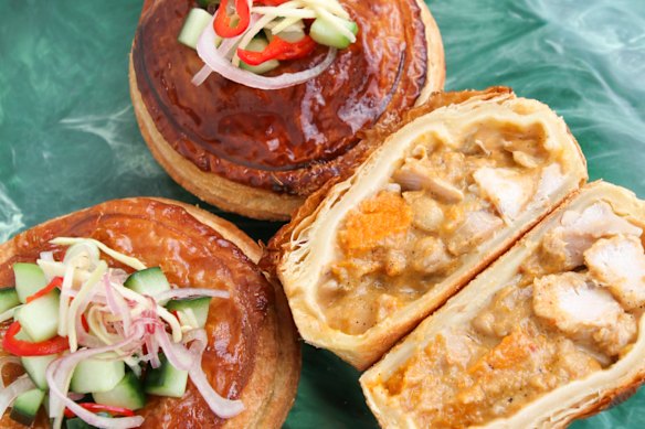 Marty Boetz and Jocelyn Provisions’ yellow curry chicken and pumpkin pie.