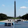 The Lincoln Memorial Reflecting Pool is being repainted blue.