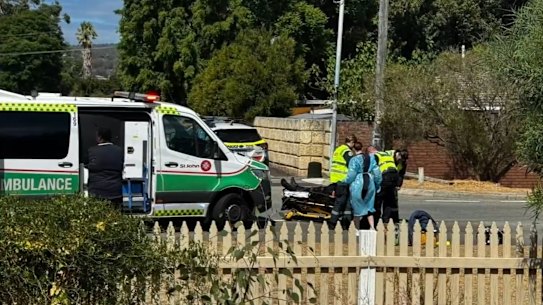 An ambulance at the scene of the incident in Armadale on Monday afternoon.