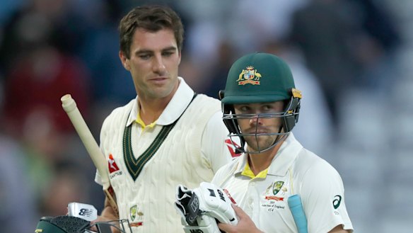 Pat Cummins and Travis Head leave Lord's having secured a draw for Australia.