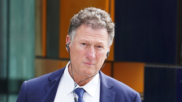 Prominent corporate lawyer Jonathan Kenny leaves the Federal Court in Melbourne. 