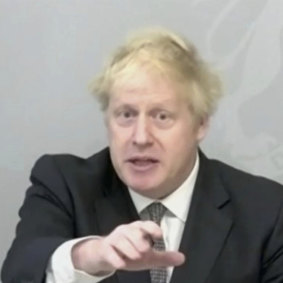 Prime Minister Boris Johnson, who is self-isolating in Downing Street, addresses parliament by video.
