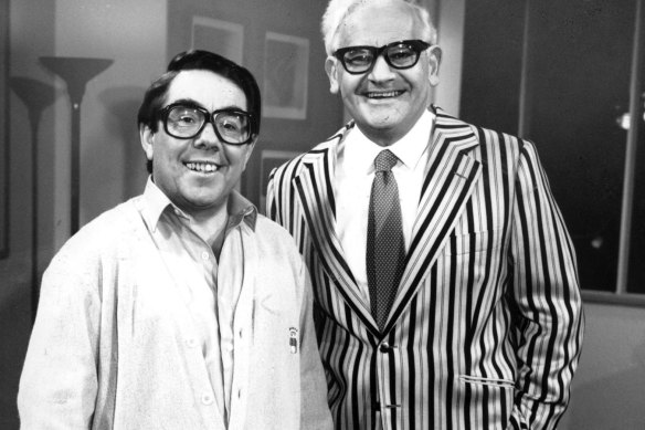 Ronnie Barker (right) with Ronnie Corbett.