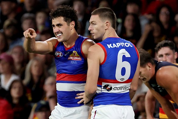 Joel Freijah celebrates a goal.