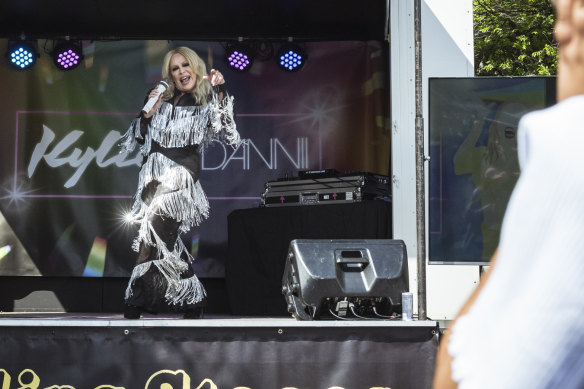 Spinning around: Kylie tribute artist Millie Minogue danced and lip-synched to a mash-up of hits.