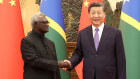 Chinese President Xi Jinping and Solomon Islands Prime Minister Manasseh Sogavare in Beijing this week.