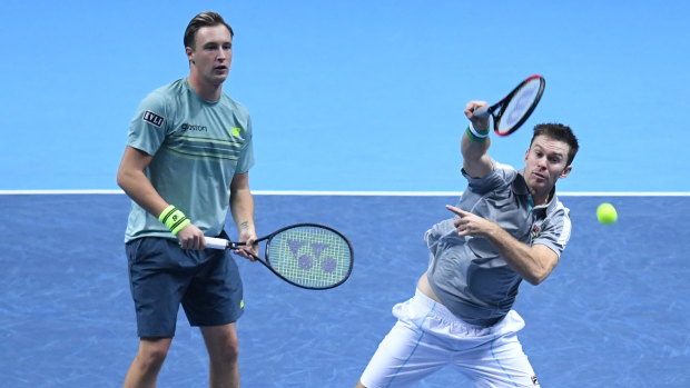 Henri Kontinen (left) and Australia's John Peers in action in the World Tour finals last year.