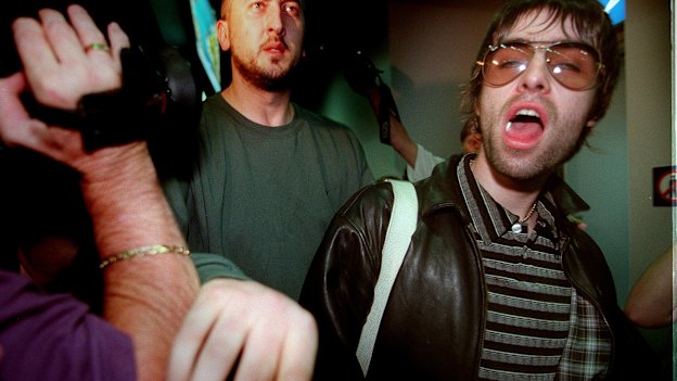 Liam Gallagher arriving in Australia in 1998.