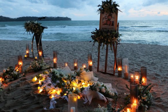 The memorial for Nicole Sauvain-Weiskopt was held at her favourite Phuket beach. 