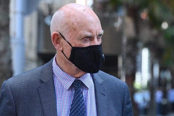 Former NSW Labor minister Ian Macdonald outside the Supreme Court last year. He is now in custody.