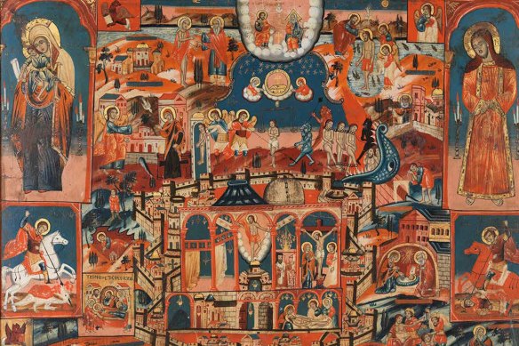 Proskynetarion or Pilgrim’s Memento of the Holy Sepulchre within the City of Jerusalem, Palestine, c. 1795 (detail).