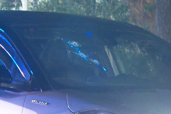 The Toyota was hit by three bullets in the windscreen.